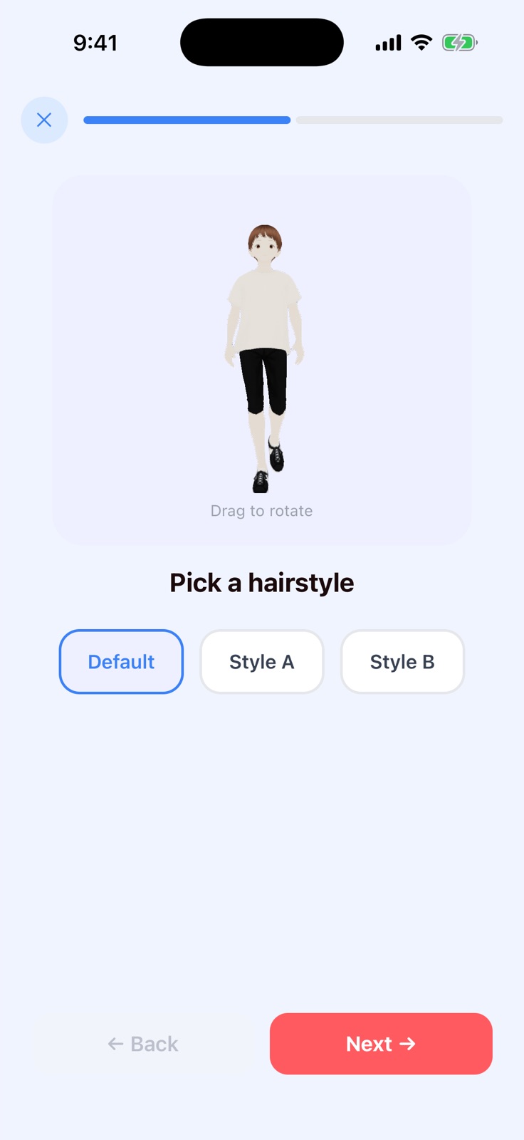 Customising a 3D avatar's hairstyle in Haloop